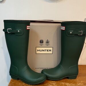 Hunter Forest Green Kids Knee-High Rain Boots